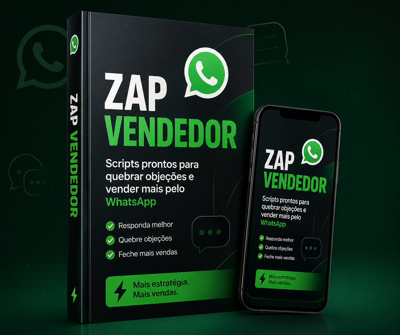 Mockup do guia Zap Vendedor com box e celular